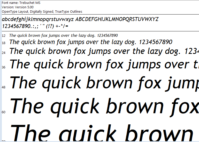 Font chữ thiết kế web Trebuchet MS cho website Font chữ thiết kế web Trebuchet MS cho website