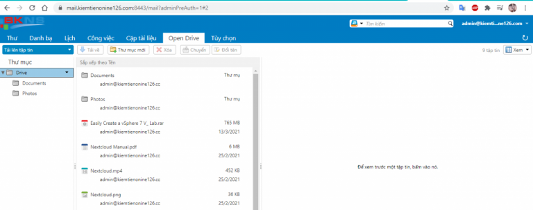 Hướng dẫn bổ sung tính năng Open Drive cho hệ thống mail zimbra
