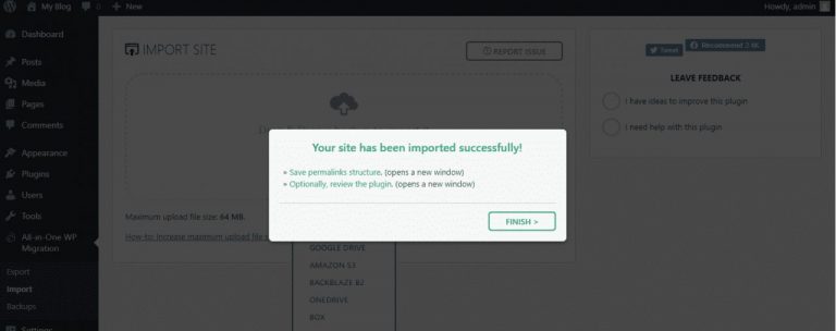 Chuyển dữ liệu website WordPress bằng Plugin All-in-One WP Migration