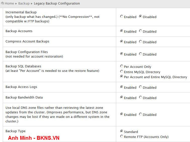 Hướng dẫn backup cPanel VPS Hướng dẫn backup cPanel VPS