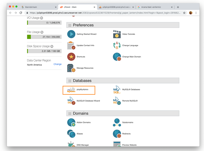 Backup database MySql bằng phpMyAdmin