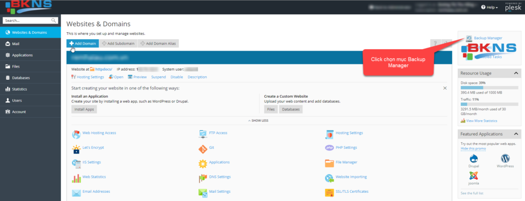 Đăng nhập vào hosting