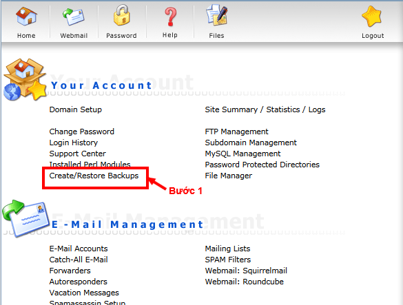 Bạn đăng nhập vào quản trị hosting