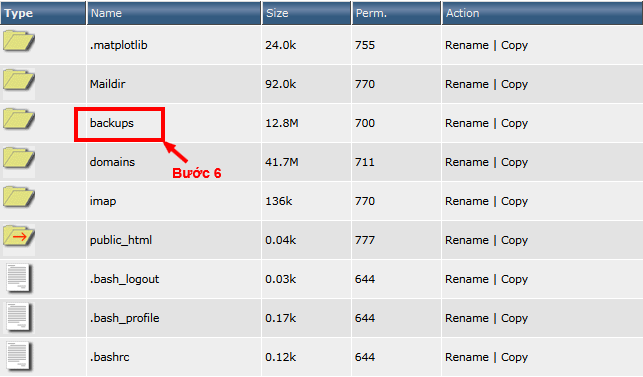 Nếu bạn chưa tạo backup lần nào hệ thống sẽ tự sinh ra một folder backup