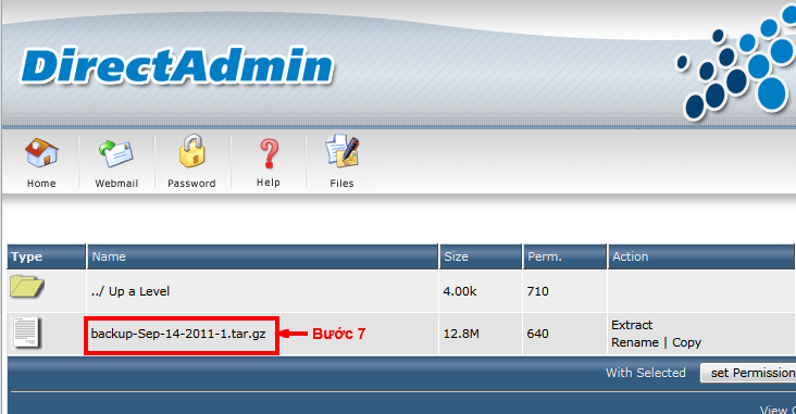 Click vào file backup để download về khi cần có thể upload lại và restore