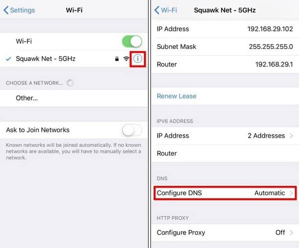 Cách chỉnh DNS Google trên iPhone