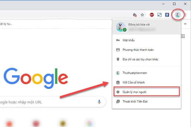 chọn "quản lý mọi người"