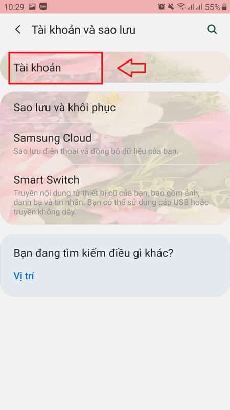 chọn "tài khoản"