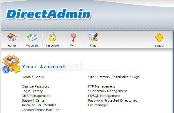 Đăng nhập vào tài khoản hoossting trong Directadmin