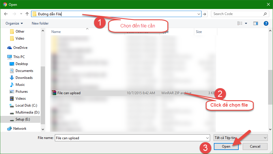 Chọn file cần upload