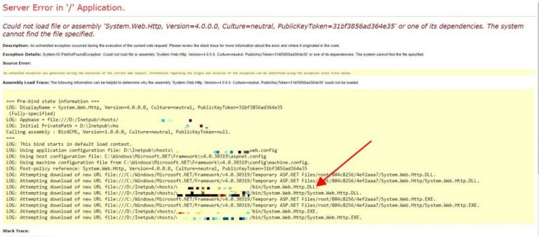 Could not load file or assembly ‘System.Web.Http, Version=4.0.0.0, Culture=neutral, PublicKeyToken=31bf3856ad364e35’ or one of its dependencies. The system cannot find the file specified.
