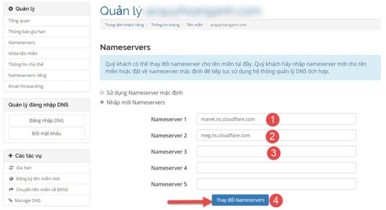 Hướng dẫn thay đổi Nameserver cho tên miền nhanh, đơn giản