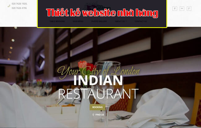 thiết kế website nhà hàng